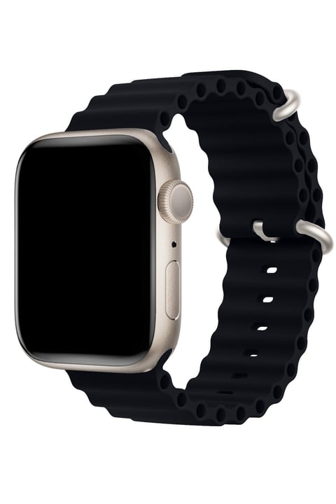 Apple Watch Uyumlu Ocean Loop Silikon Kordon Siyah